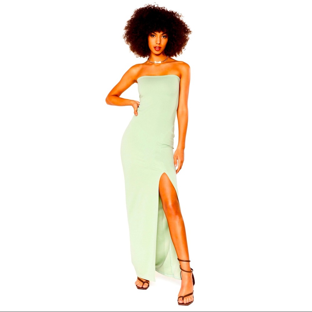 NASTYGAL strapless split hem maxi dress